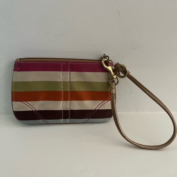 Vintage Coach Legacy striped satin wristlet - Picture 2 of 5